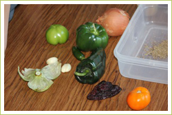 Fresh vegetables and herbs from the school garden were used